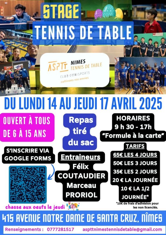 mars 2025 stage vacances avril